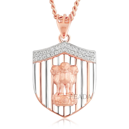 Feada Rose Gold State Emblem Of India Moissanite Diamond Pendant