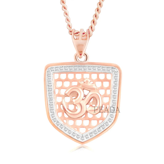 Feada Rose Gold Om Moissanite Diamond Pendant