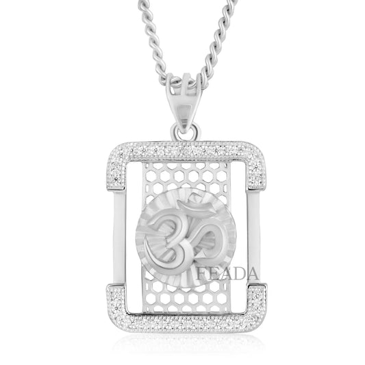 Feada Silver Om Moissanite Diamond Pendant