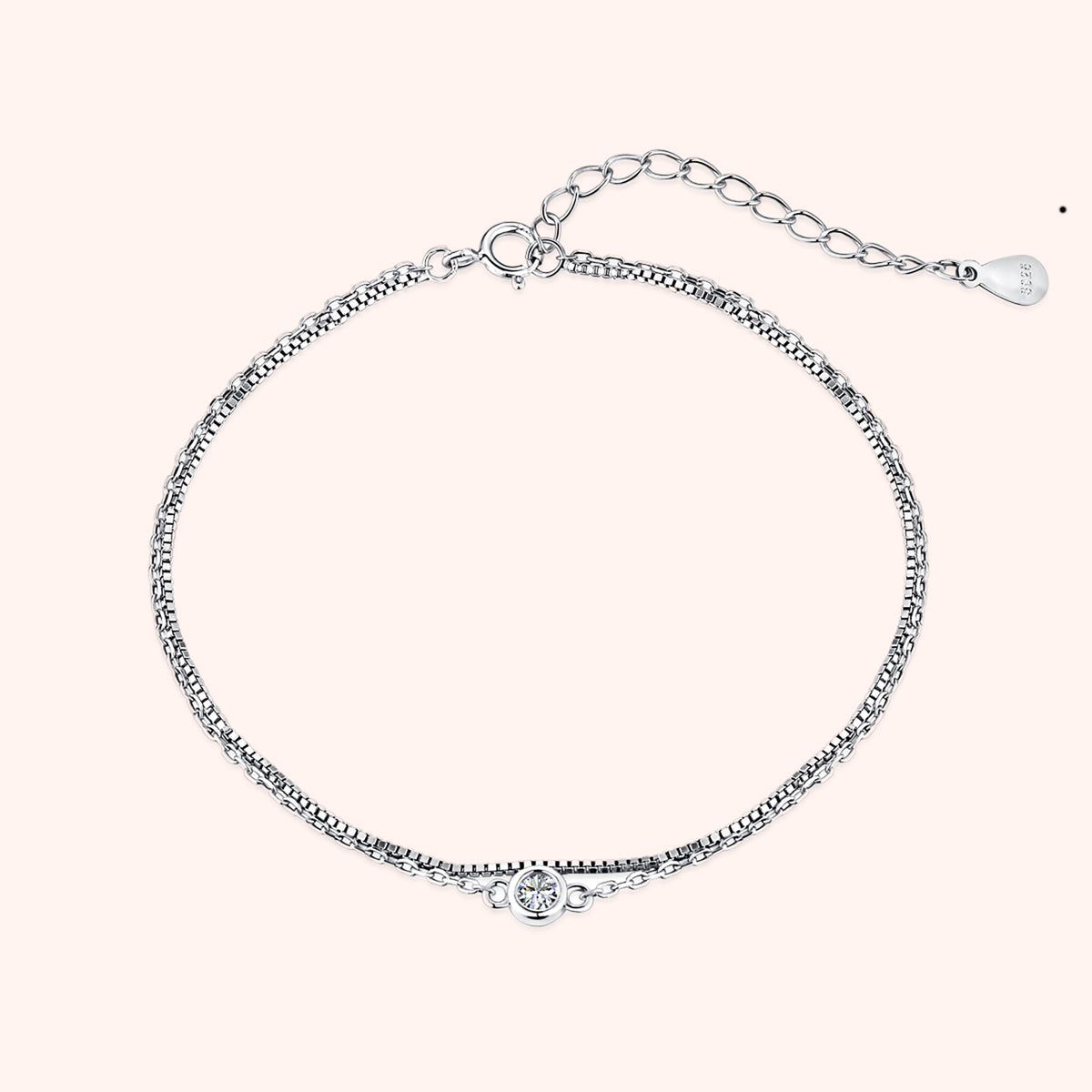Silver Solitaire Two Layer Bracelet