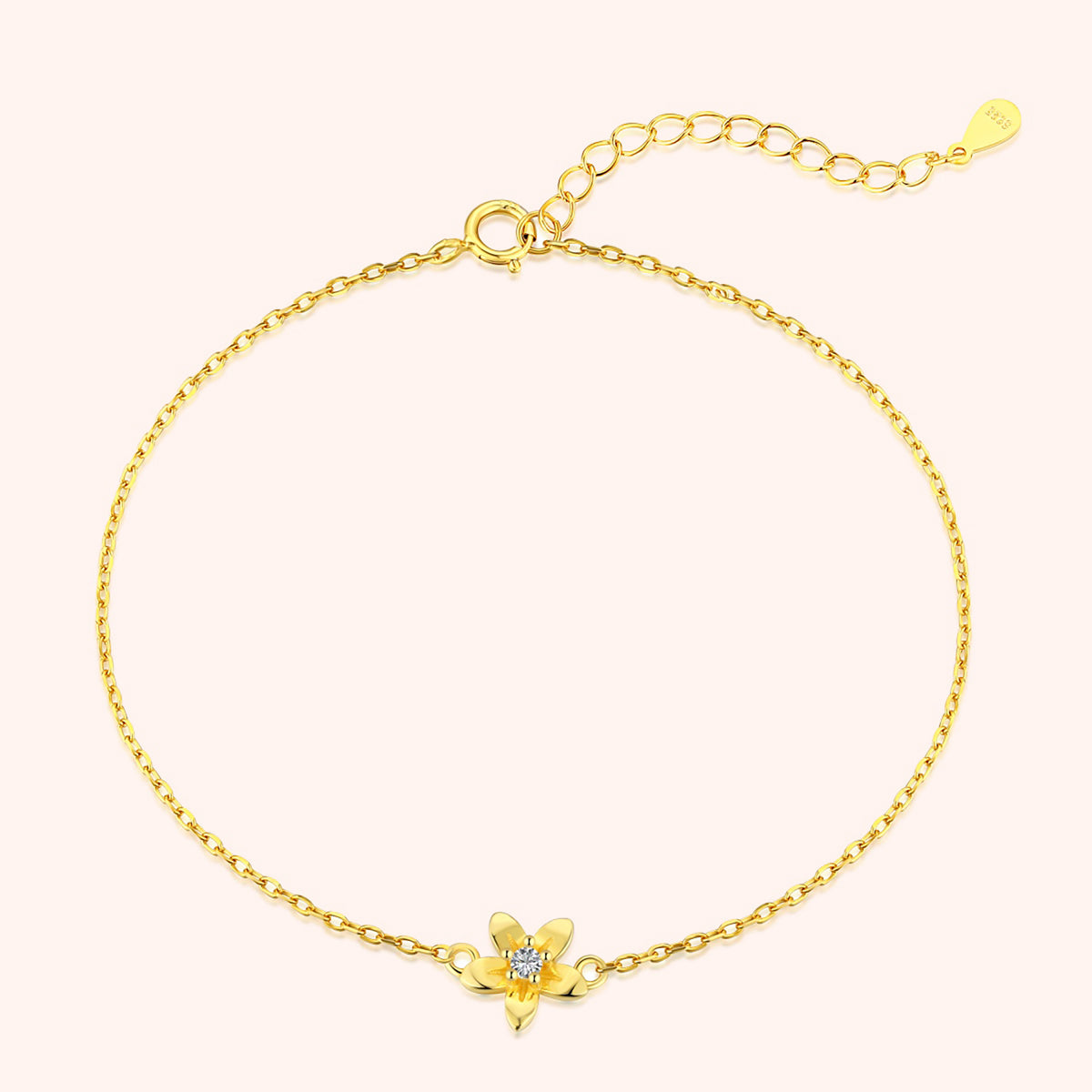 Yellow Gold Zircon Flower Bracelet