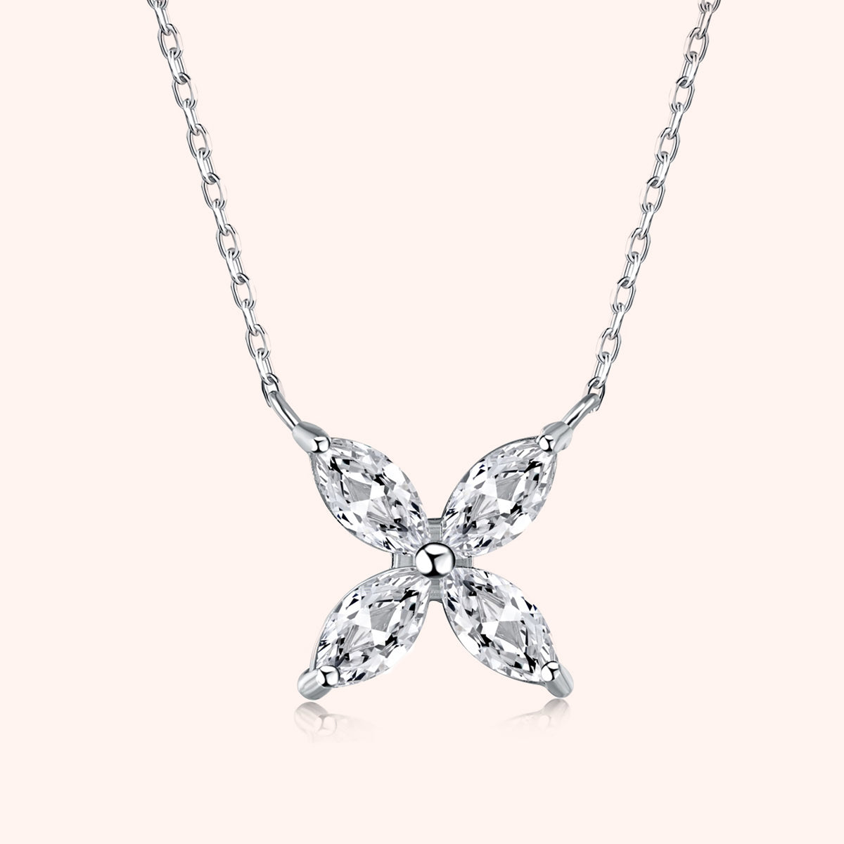 Silver Moonrise Flower Crystal Necklace