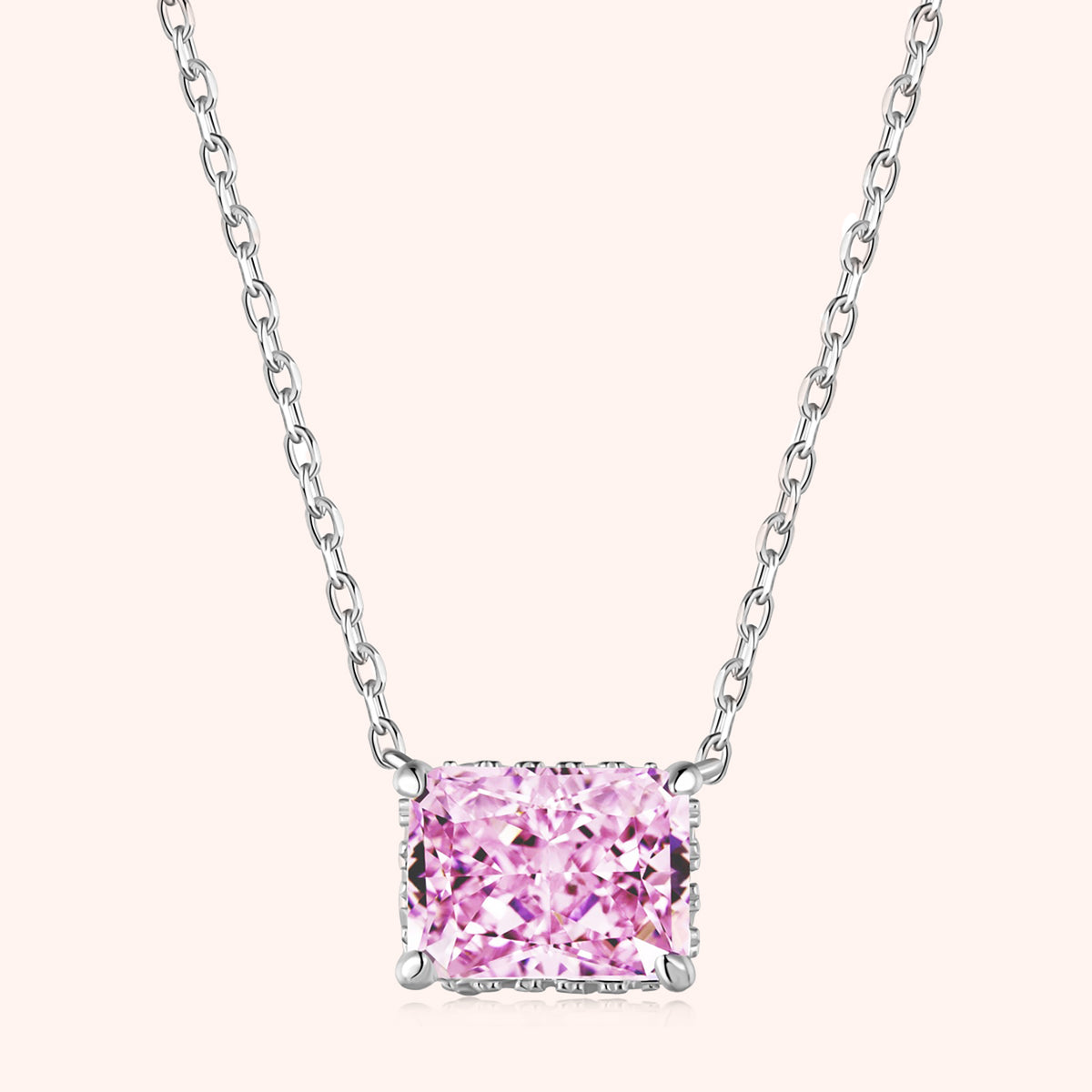 Silver Victoria Pink Zircon Necklace
