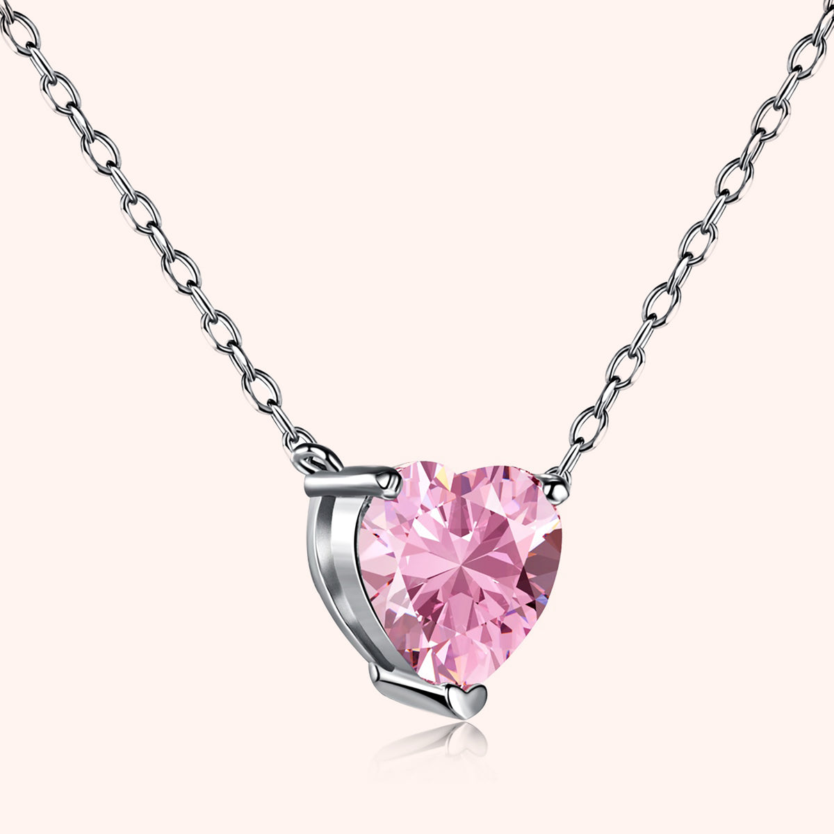 Silver Victoria Pink Heart Necklace