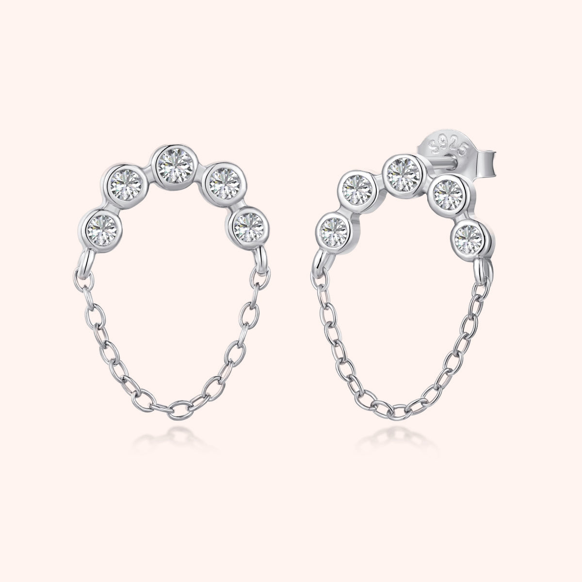 Silver Zircon Hanging Earrings