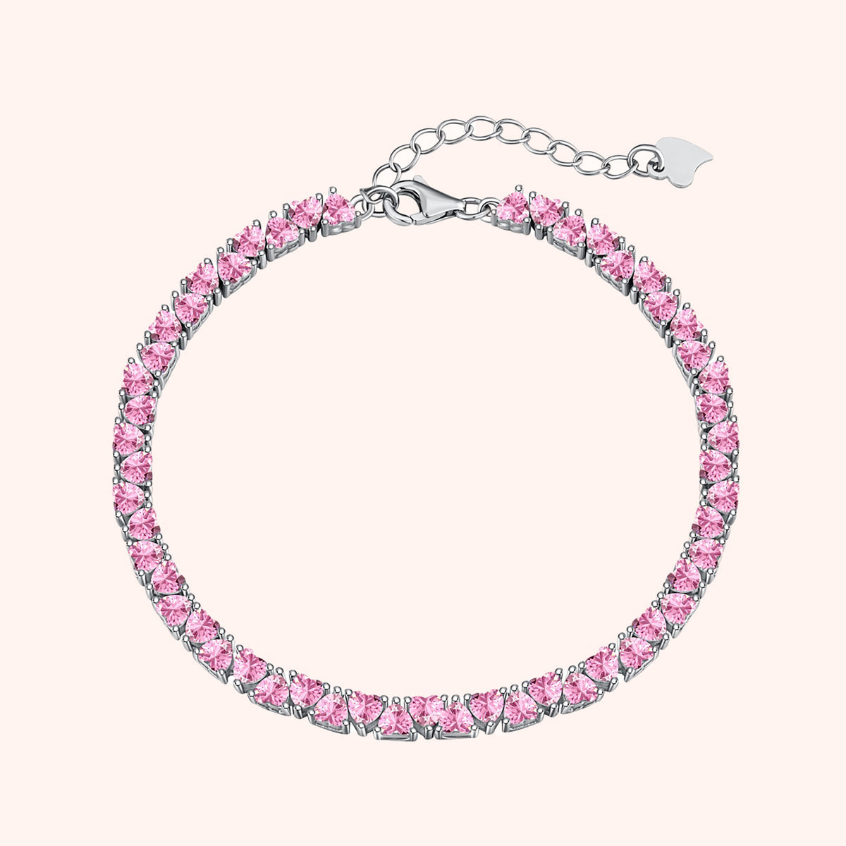 Victoria's Pink Heart Tennis Bracelet