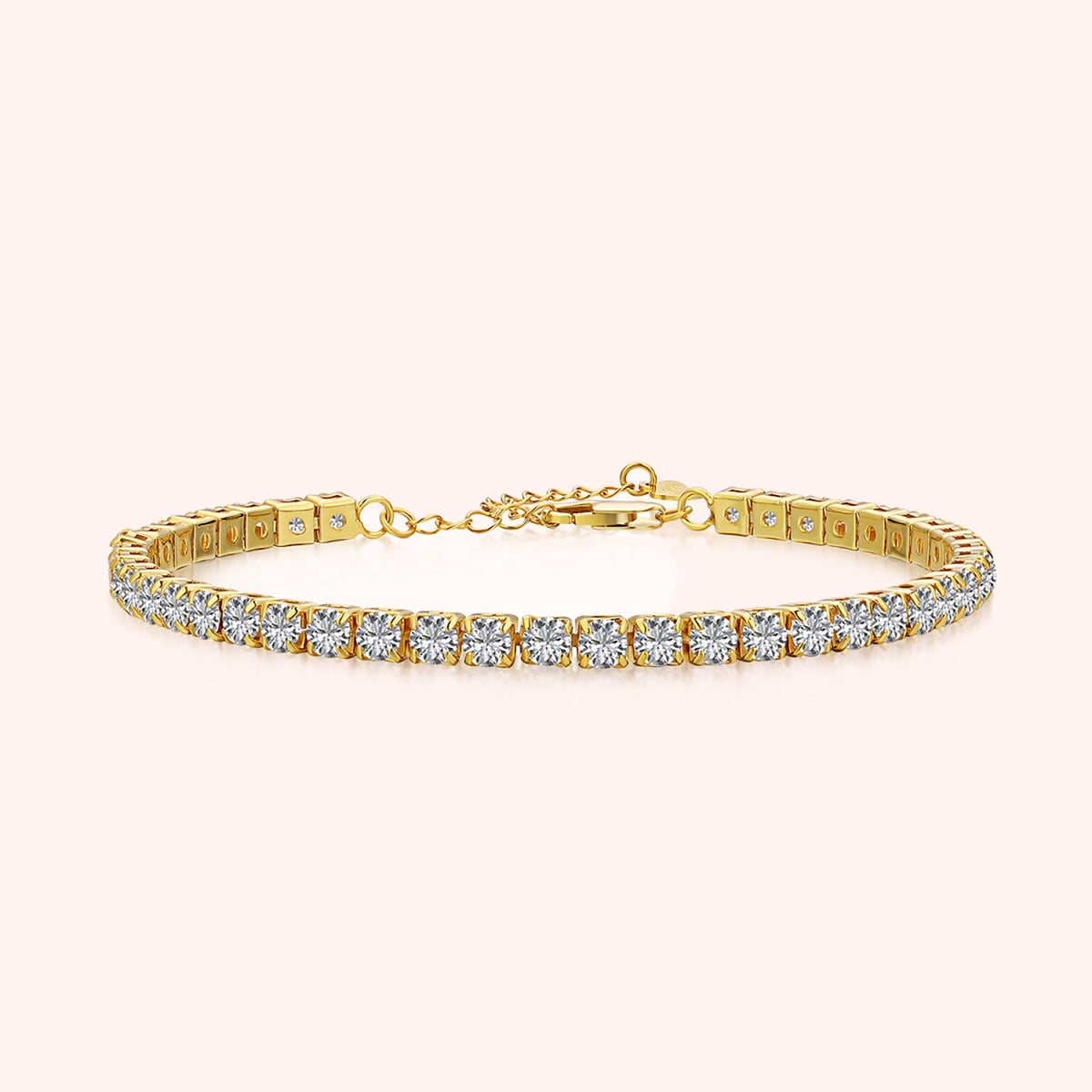 Yellow Gold Round Latest Design Tennis Anklet