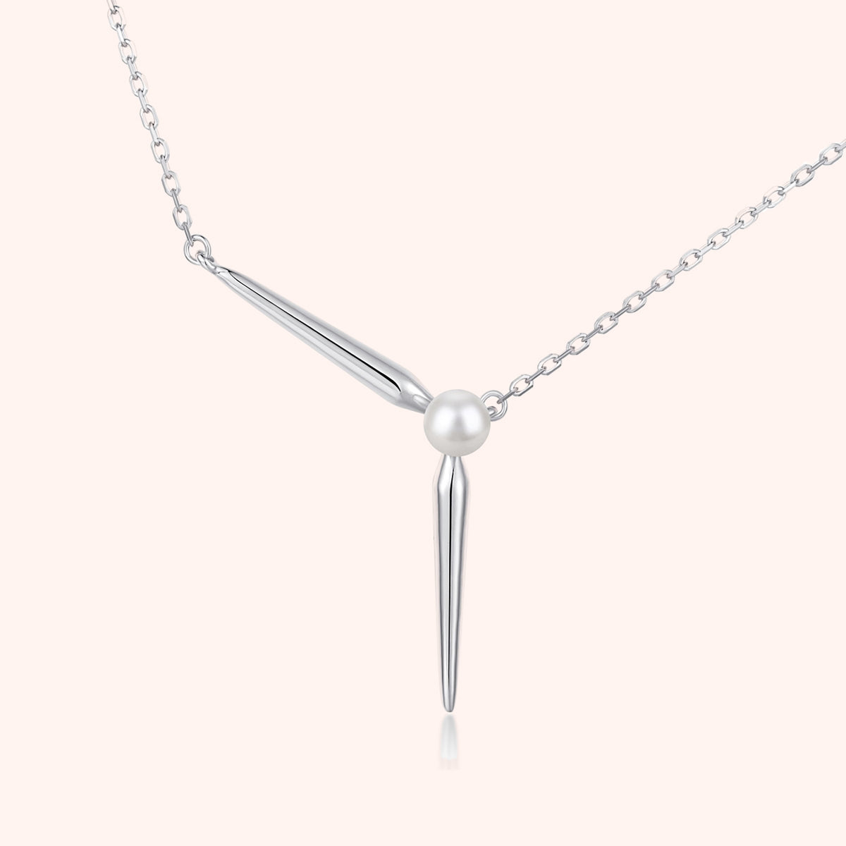 Silver Minimal Design Pearl Necklace