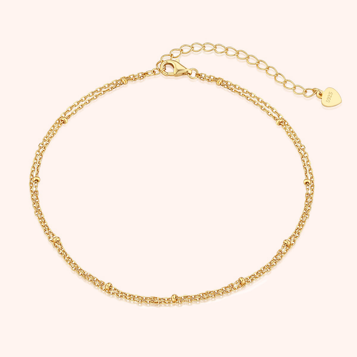 Yellow Gold Two Layer Chain Anklet