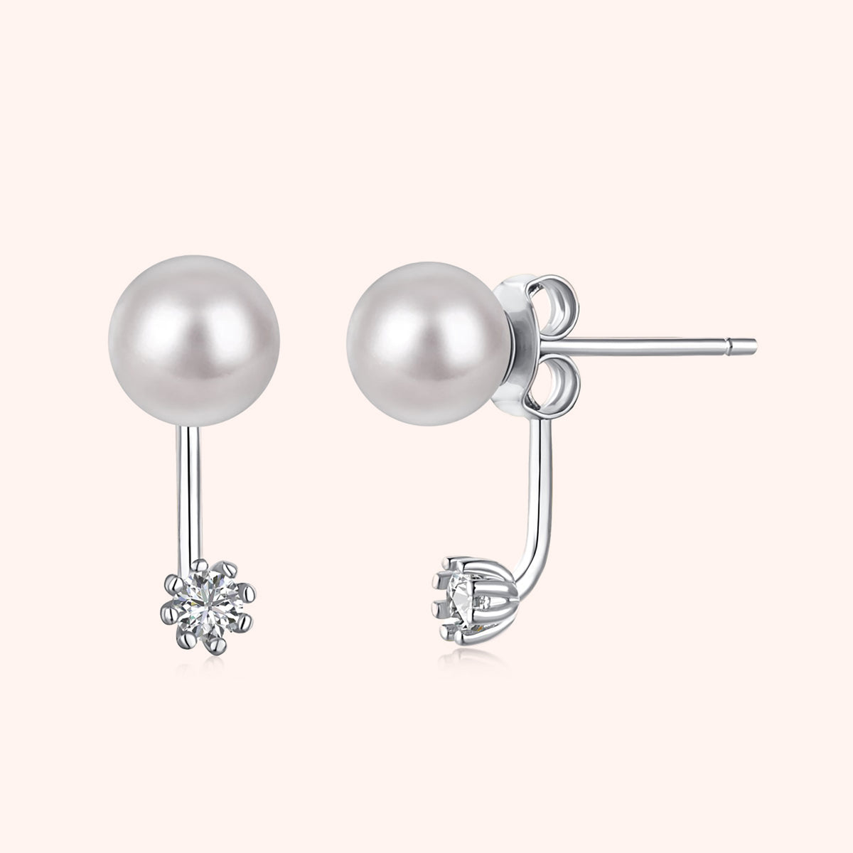 Silver Classic Pearl & Round Zircon Necklace