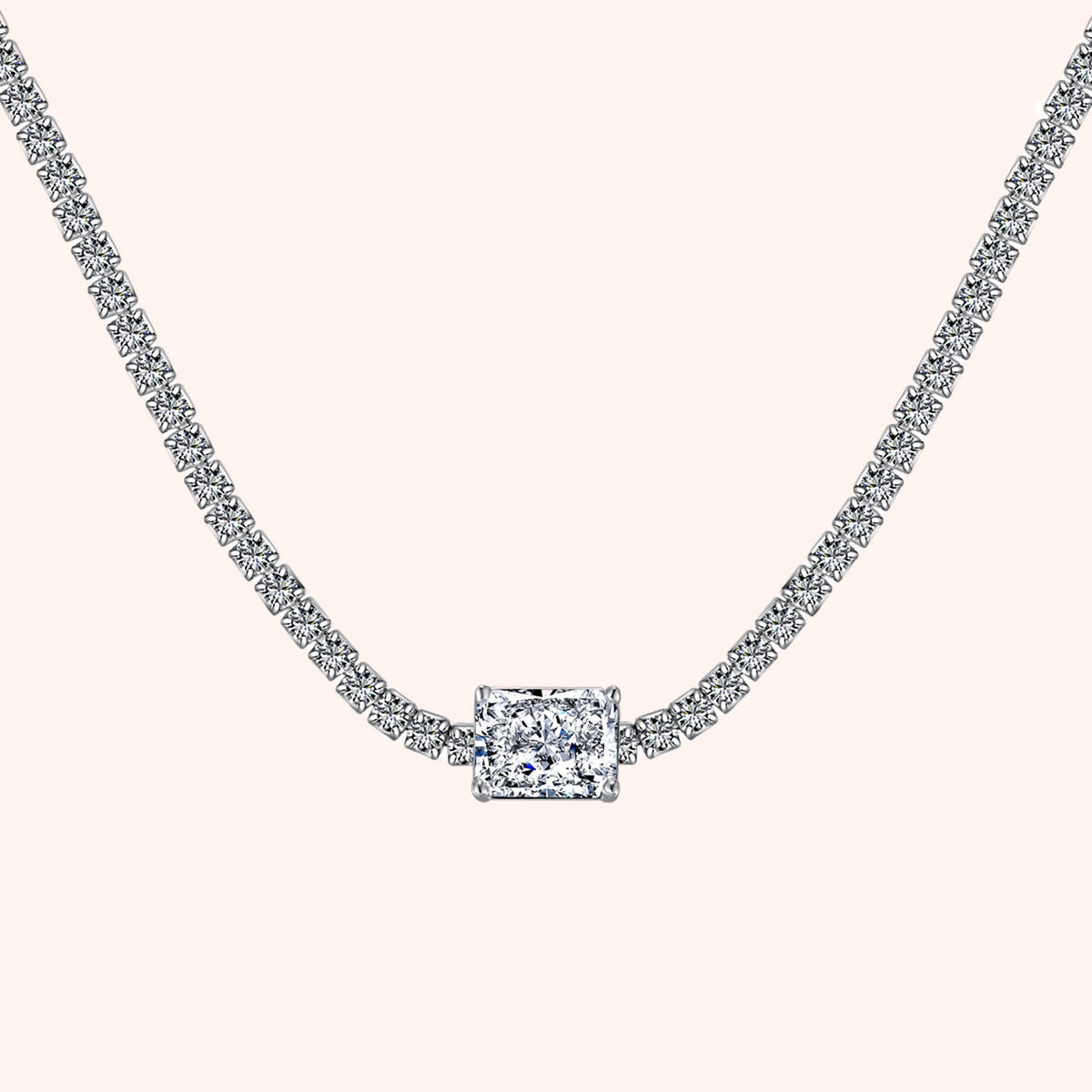 Silver Moonrise Emerald Zircon Necklace