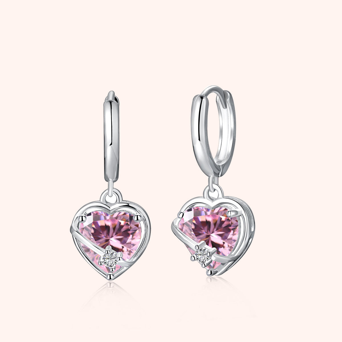 Silver Victoria Pink Heart Earrings