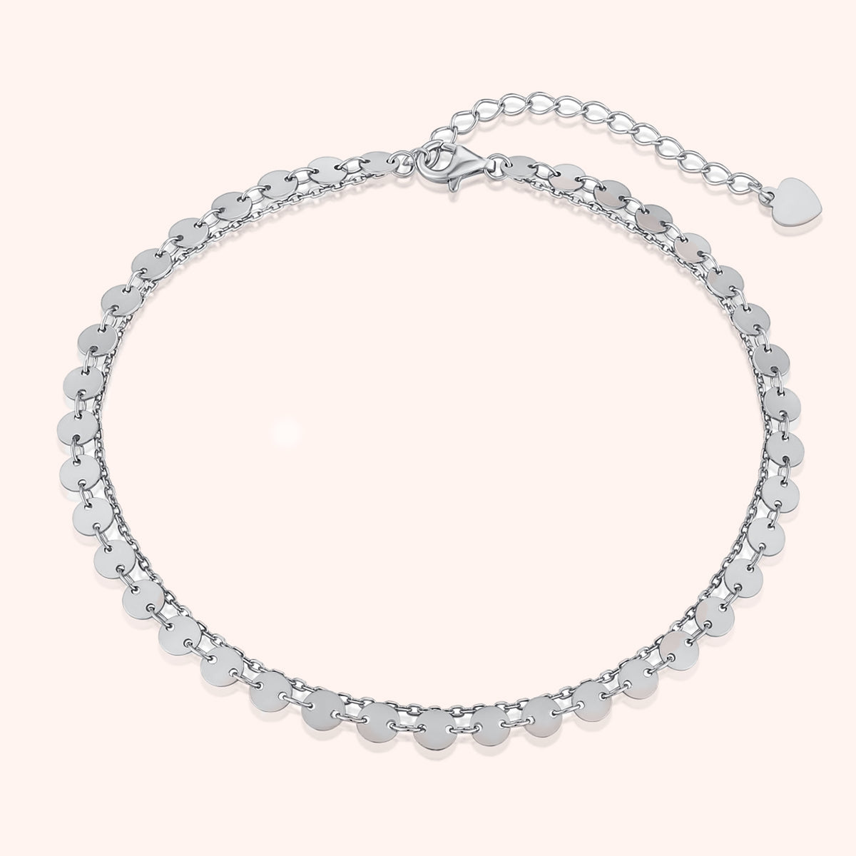 Silver Two-Layer Fancy Anklet