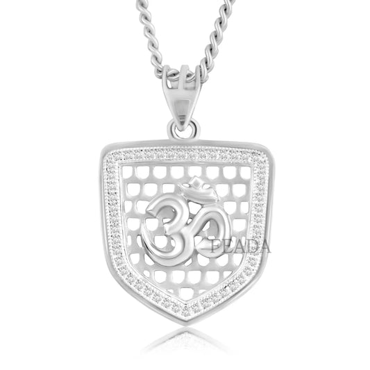 Feada Silver Om Moissanite Diamond Pendant