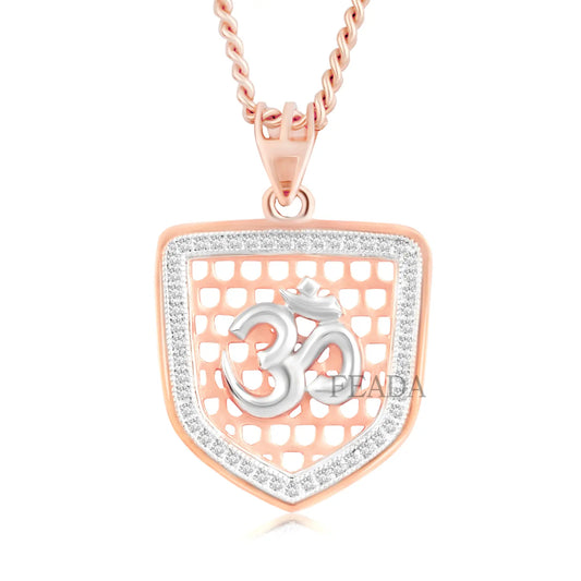 Feada Silver Two Tone Om Moissanite Diamond Pendant