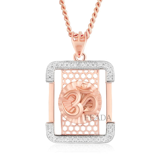 Feada Rose Gold Om Moissanite Diamond Pendant