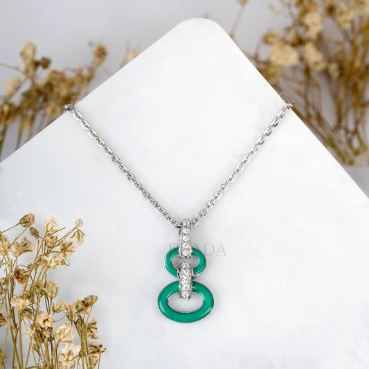 Dark Green Silver Zircon Chain & Pendant