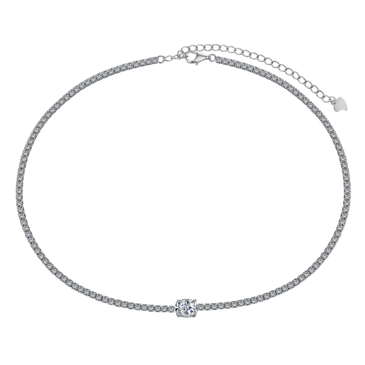 Silver Moonrise Oval Zircon Necklace