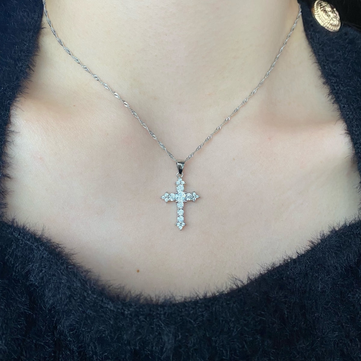 Silver Latest Cross Design Pendant With Link Chain