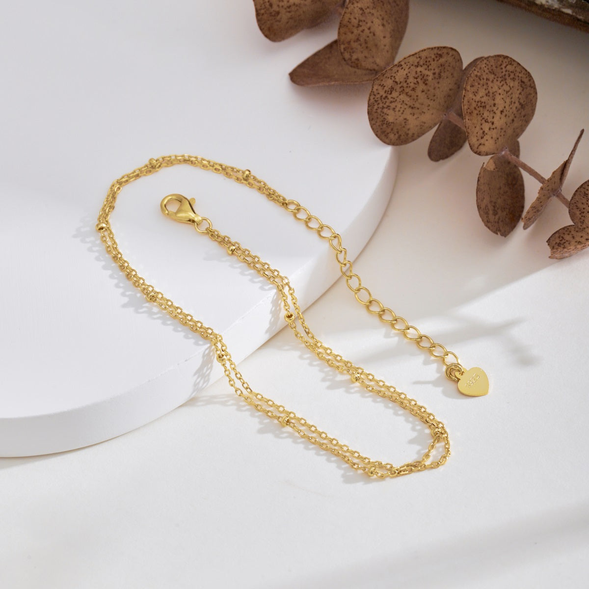 Yellow Gold Two Layer Chain Anklet
