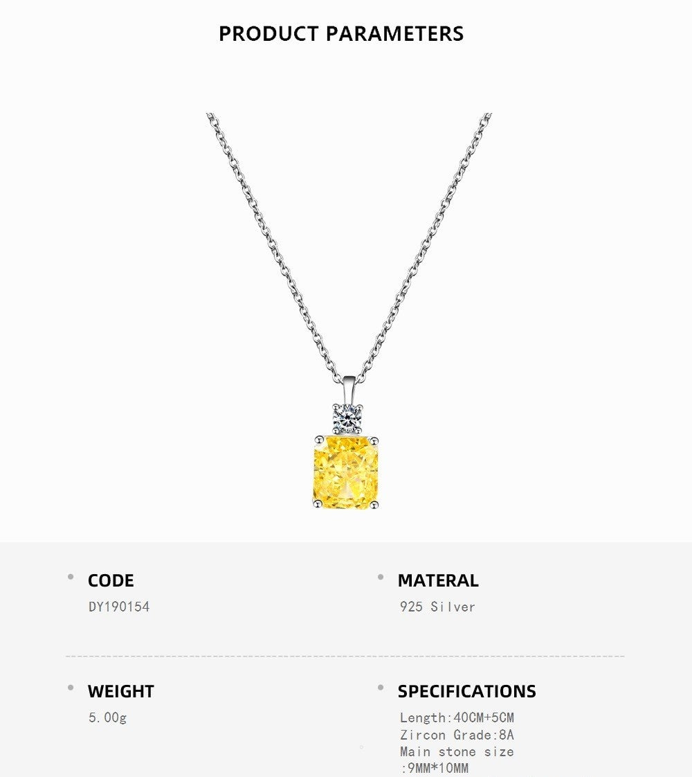 Silver Sunrise Yellow Pendant With Link Chain