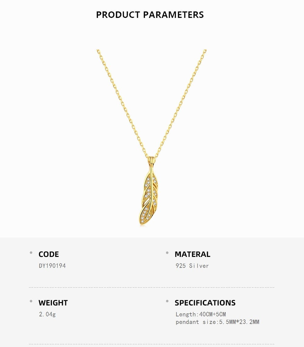 Yellow Gold Leaf Pendant With Link Chain