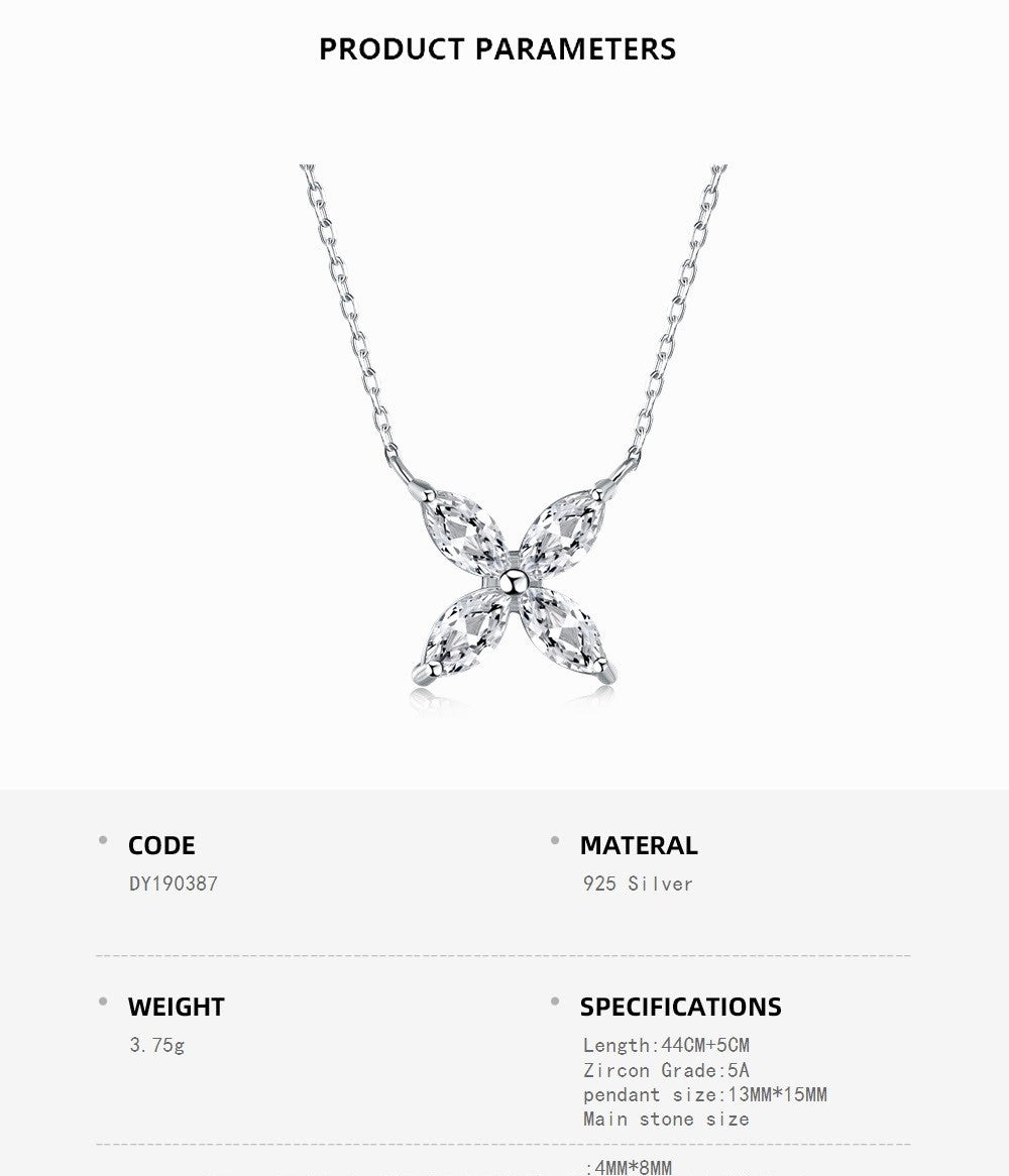 Silver Moonrise Flower Crystal Necklace
