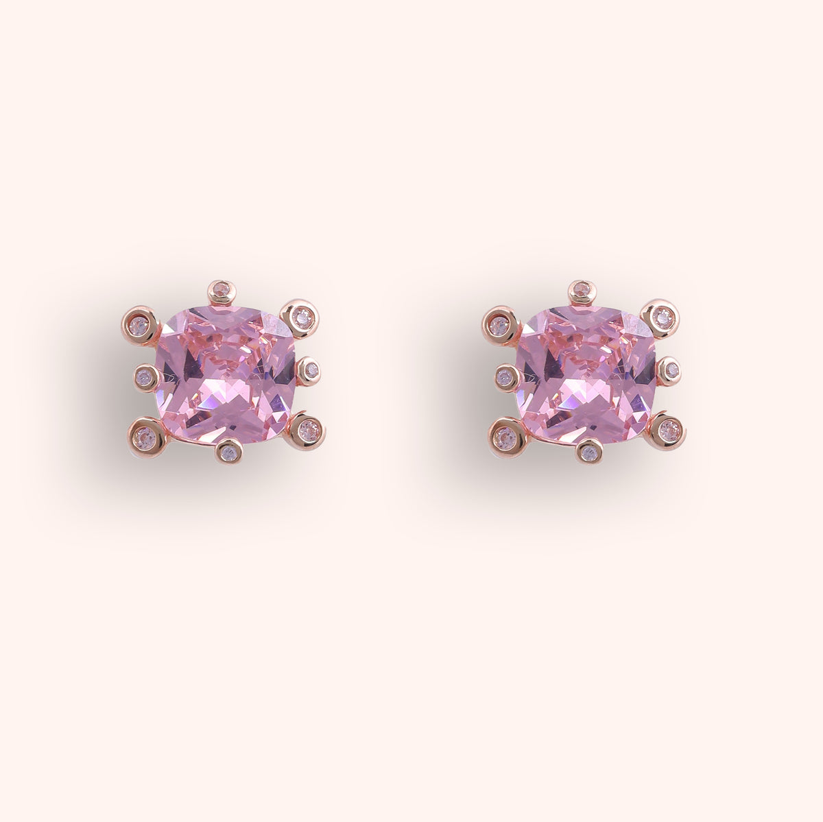 Victoria Solitare Rose Gold Studs Earrings
