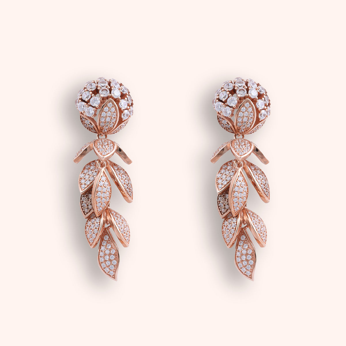 Fancy Petal Rose Gold Earrings