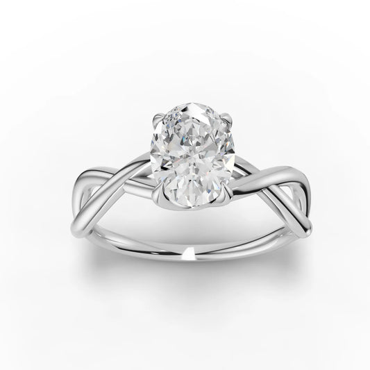 Oval Solitaire with Braided Infinity Shank