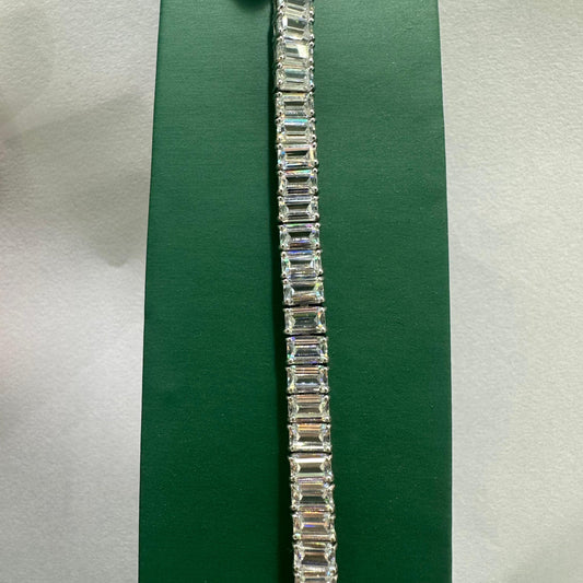 Emerald Zircon Tennis Bracelet - WHITE GOLD