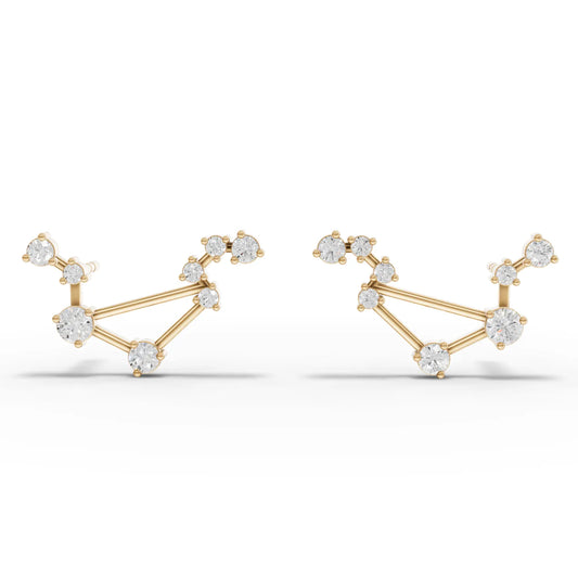Libra Zodiac Round Diamond Earring