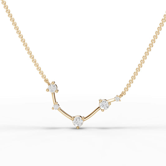 Aries Zodiac Round Diamond Chain Pendant