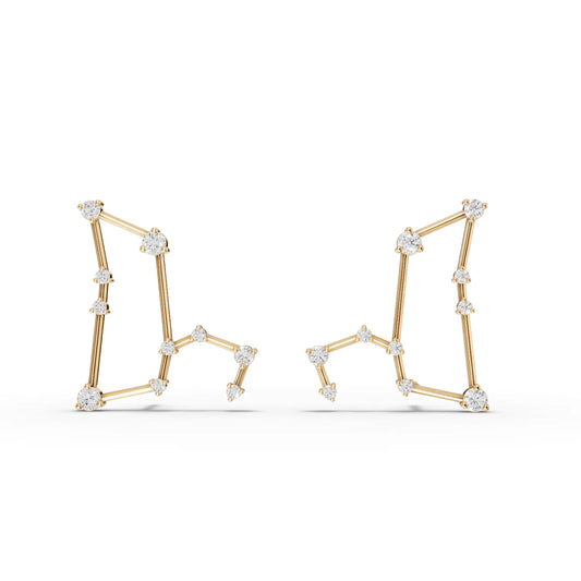 Leo Zodiac Round Diamond Earring