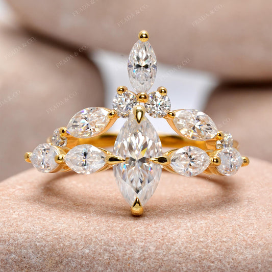 2.75 CT Round, Marquise Cut Colorless Engagement Ring