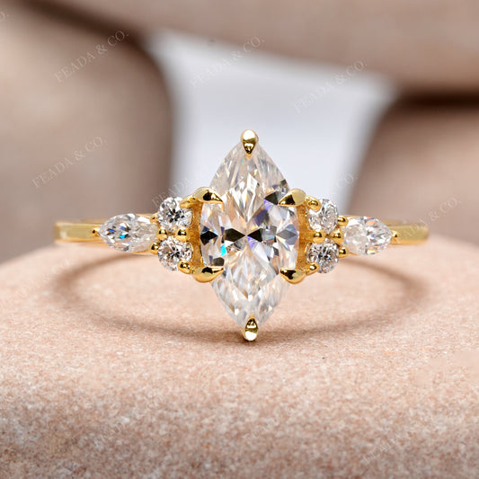 1.3 CT Round, Marquise Cut Colorless Engagement Ring