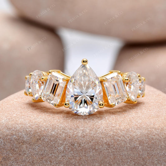 4.3 CT Round, Emerald, Pear Cut Colorless Engagement Ring