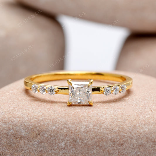 0.498 CT Princess, Round Cut Colorless Engagement Ring