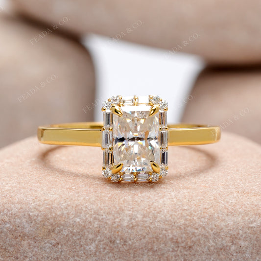 1.2 CT Round, Radiant, Baguette Cut Colorless Engagement Ring
