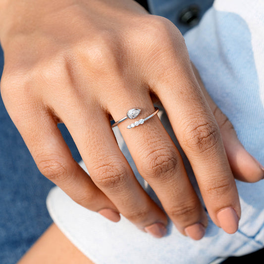 0.342 CT Pear, Round Cut Colorless Engagement Ring