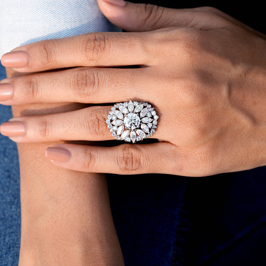 6.5 CT Round, Marquise Cut Colorless Engagement Ring