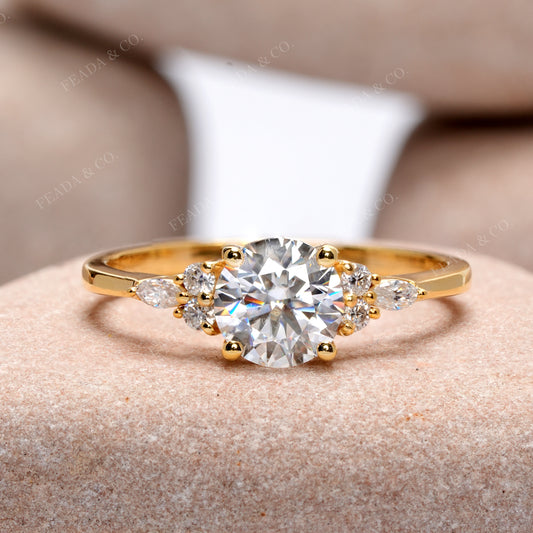 1.122 CT Round, Marquise cut, Colorless Engagement Ring