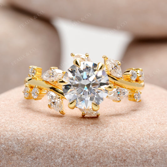 2.37 CT Round, Marquise Cut Colorless Engagement Ring