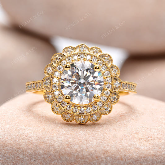 1.95 CT Round Cut Colorless Engagement Ring