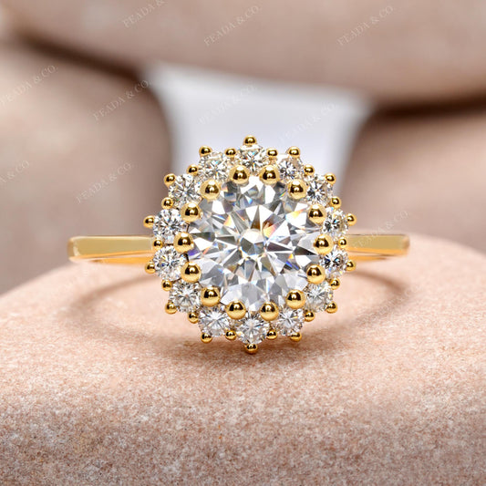 2.14 CT Round Cut Colorless Engagement Ring