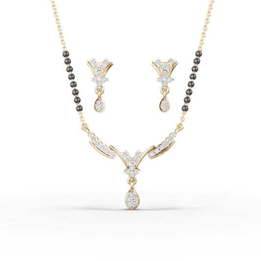 Graceful Twist Floral Moissanite Diamond Mangalsutra Set