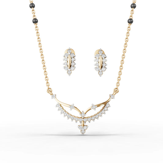 Enchanted Swirl Designer Moissanite Diamond Mangalsutra Set