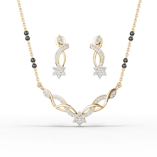Elegant Floral Moissanite Diamond Mangalsutra Set