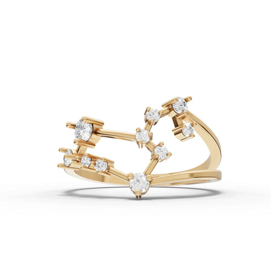 Leo Zodiac Round Diamond Ring