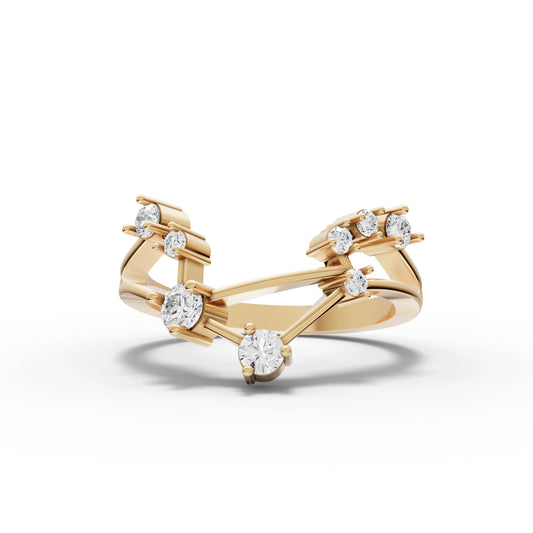 Libra Zodiac Round Diamond Ring